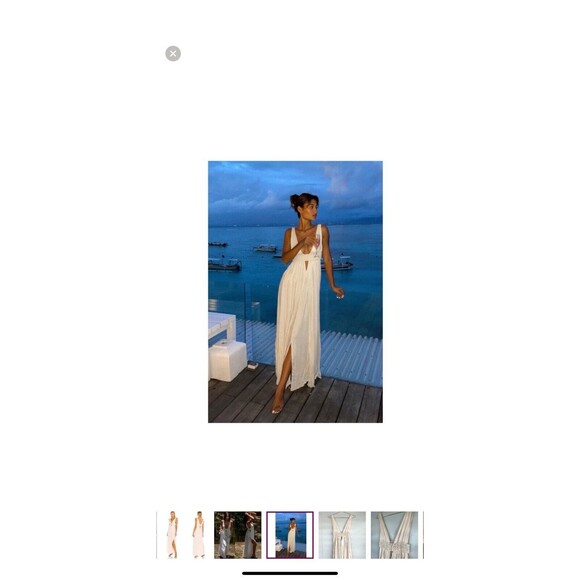 Indah Anjali Cream V Neck Plunge Maxi Dress Size M Women's Revolve Cream Boho - Picture 2 of 10